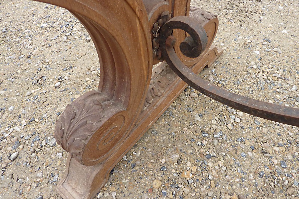 In The Style Of Jean-charles Moreux (1892-1956) - Large Table In Oak, Circa 1940-photo-6