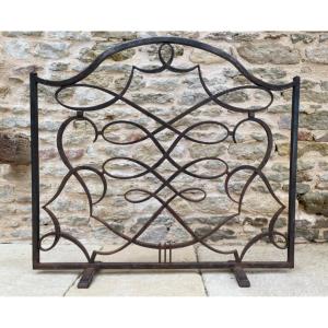 Fire Screen Or Fireplace Screen, In Wrought Iron, Attributed To Raymond Subes (1891-1970)