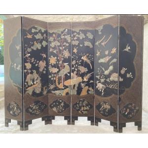 6-leaf Lacquered Screen, Far East.