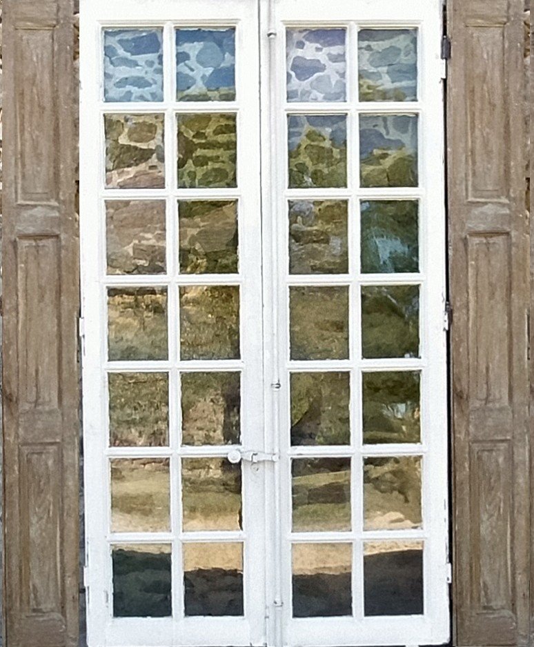 Trois Fenêtres Ancienne XVIIIème En Chêne Hauteur 240 Cm Vitrine Bibliothèque Fenêtre Porte Boiserie-photo-2