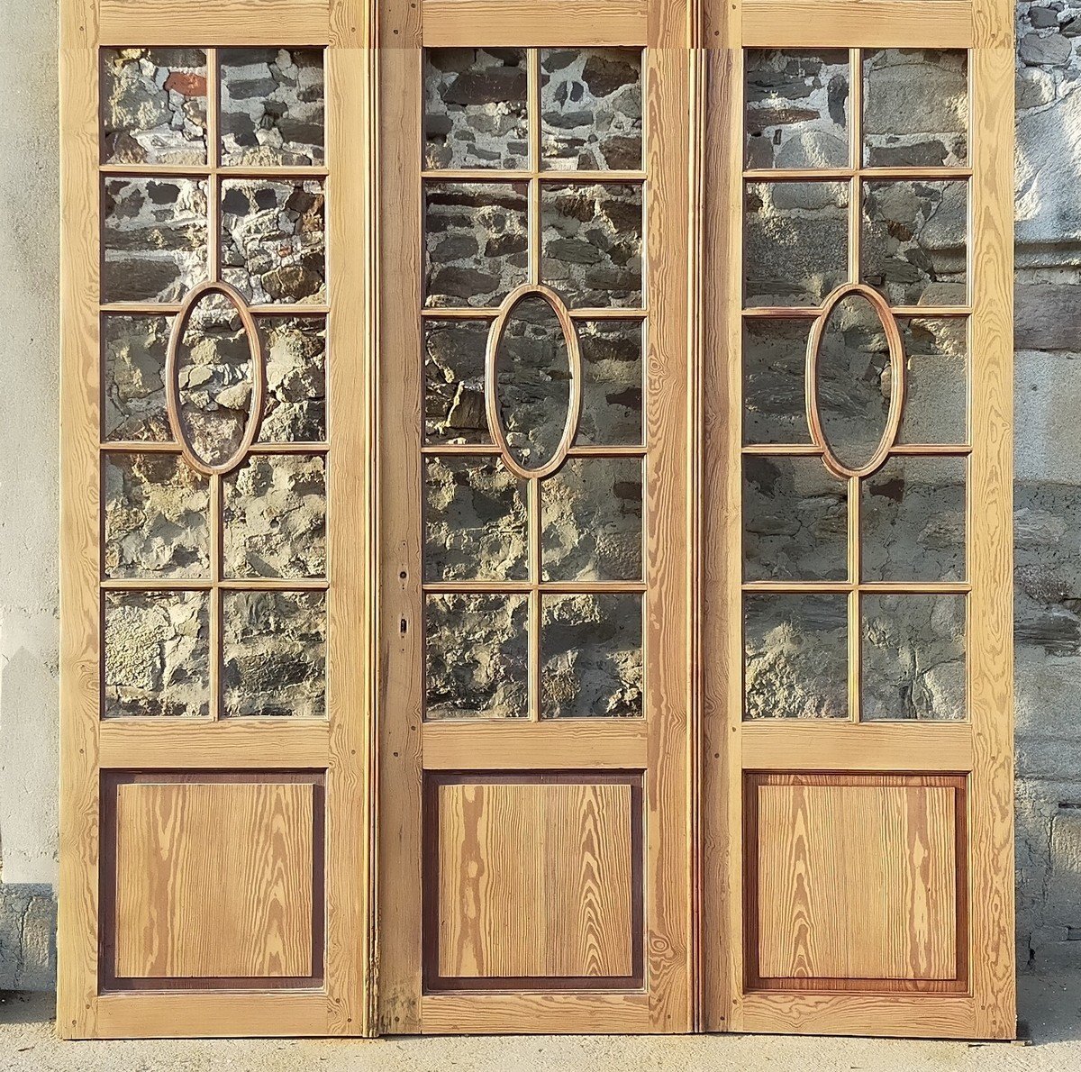 Three Glass Doors For Decoration Glass Partition Dressing Library Old Door-photo-1