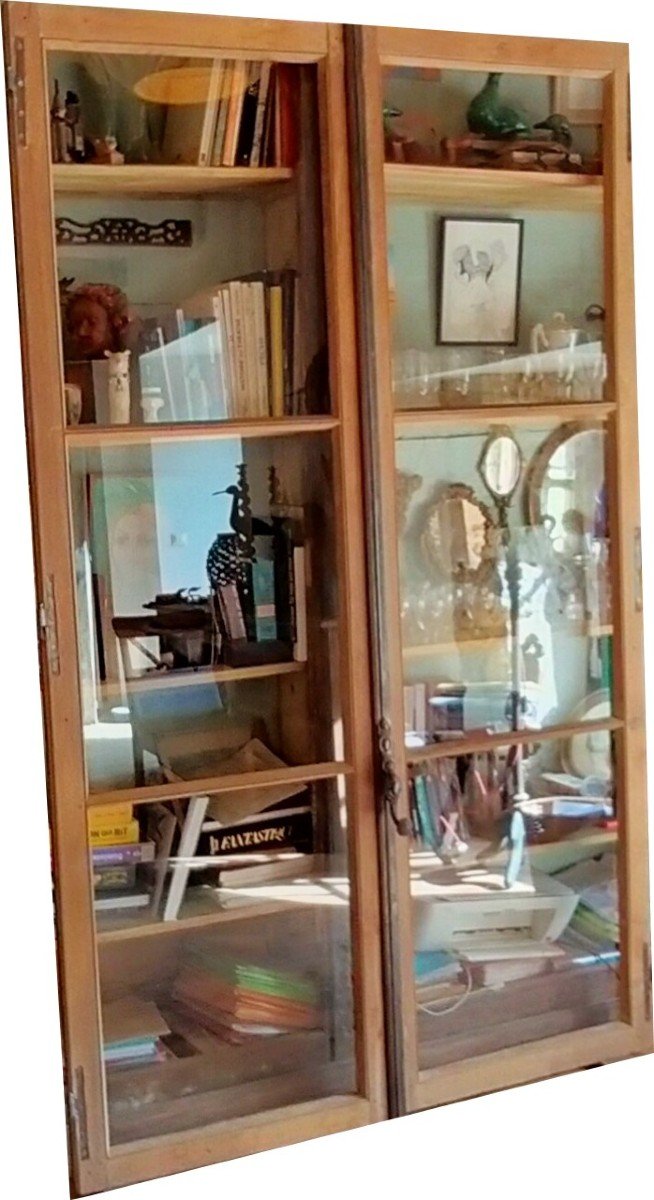 Old 18th Century Windows For Library Showcase Furniture Door-photo-5