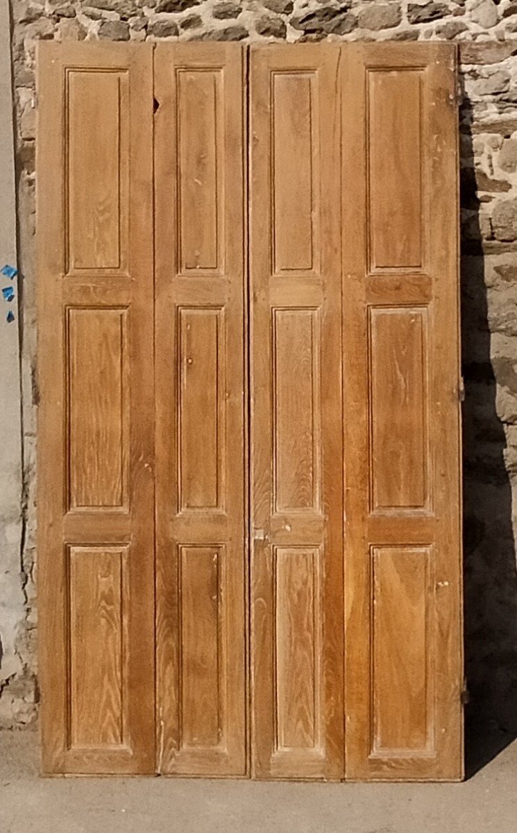 Large Pair Of 18th Century Interior Shutters In Oak Woodwork Door-photo-2