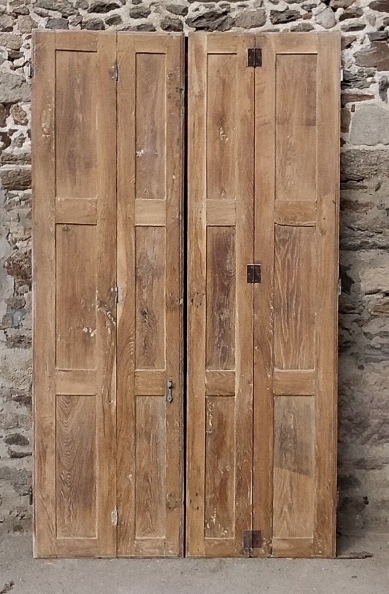 Large Pair Of 18th Century Interior Shutters In Oak Woodwork Door-photo-1