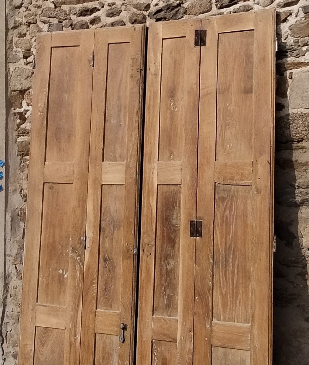 Large Pair Of 18th Century Interior Shutters In Oak Woodwork Door-photo-2