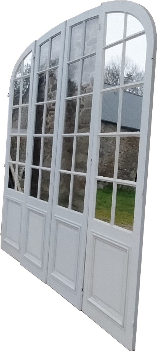 4 Large Glass Doors Haussmann Period Very Good Condition Loft Workshop Partition Bay Window-photo-1