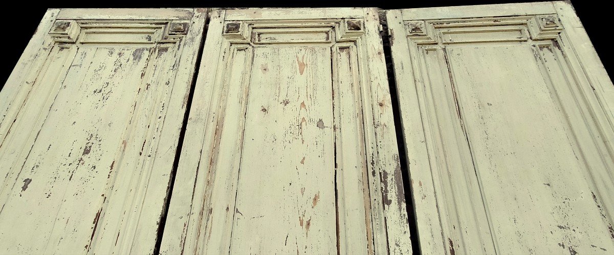 Three Large Old Doors From The 19th Century Haussmann Period, Woodwork Cupboards-photo-4