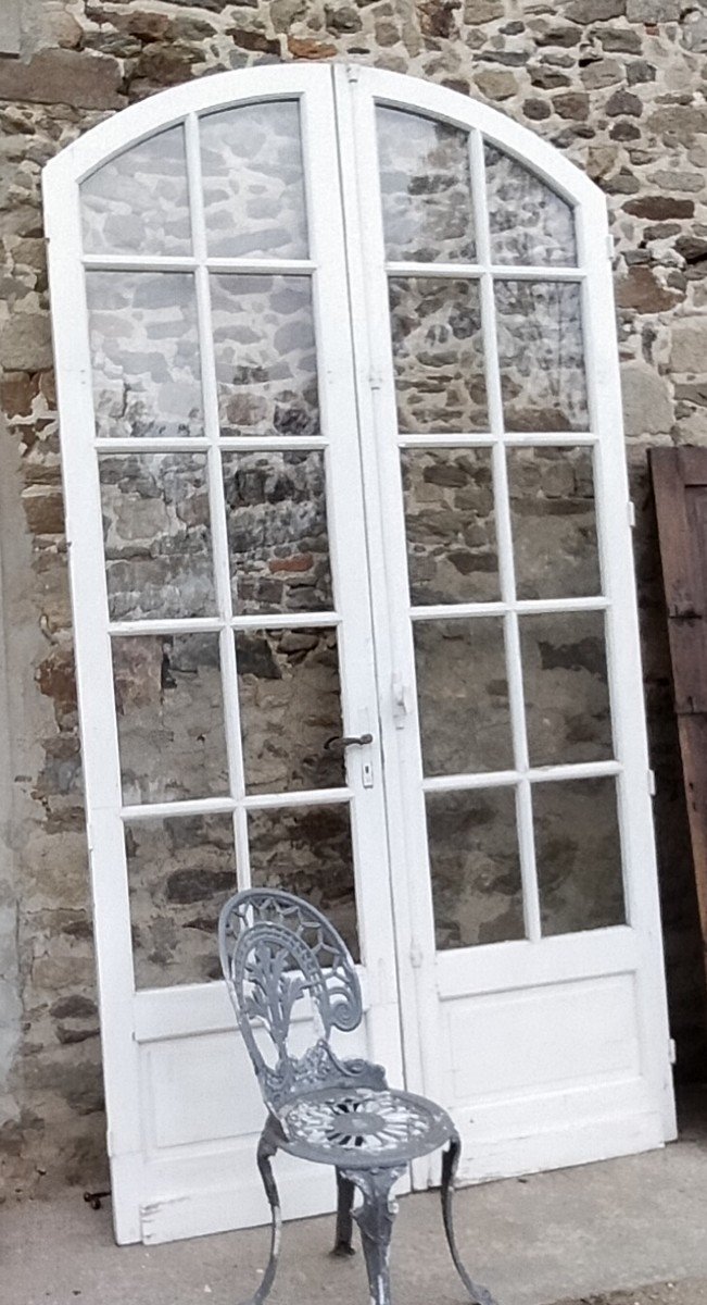 Deux Portes Fenêtres Anciennes Cintrées d'Orangerie-photo-3