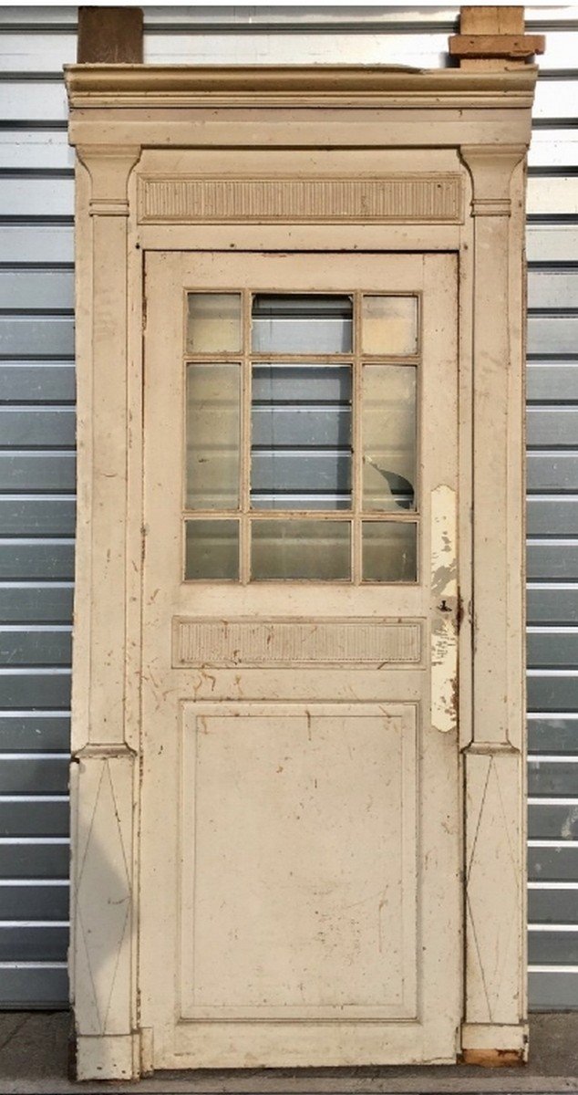 A Pair Of Old Glass Doors Forming Alcove And Their Four Pilasters Woodwork-photo-4