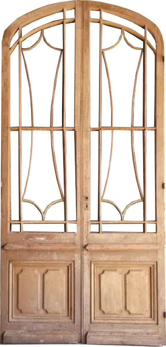 Antique Double Glazed Door With Antique Glass XIXth Century-photo-3