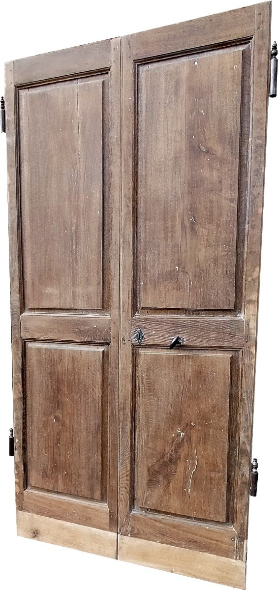 Double 18th Century Oak Cupboard Door-photo-3