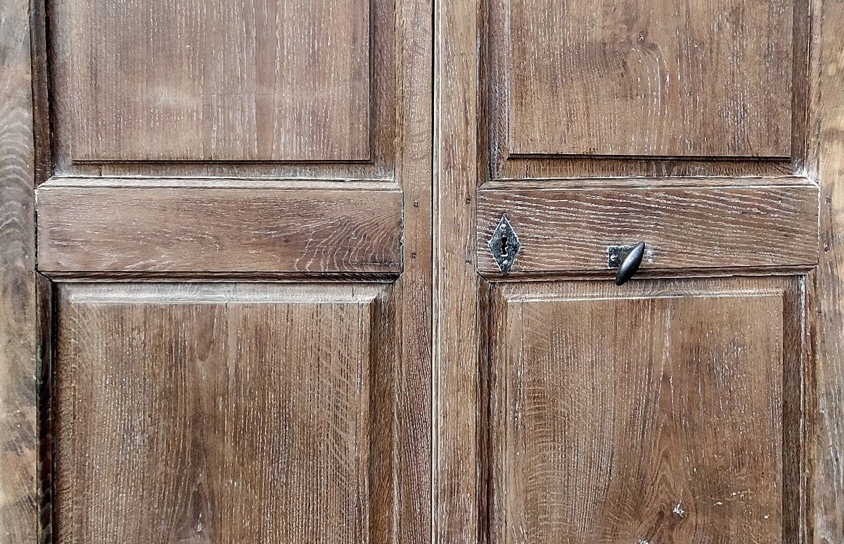 Double 18th Century Oak Cupboard Door-photo-1