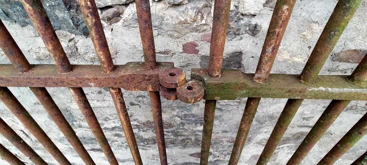 Rare Grand Portail Ancien De Château D’époque XVIIIème / XIXème En Fer Forgé Grilles-photo-4