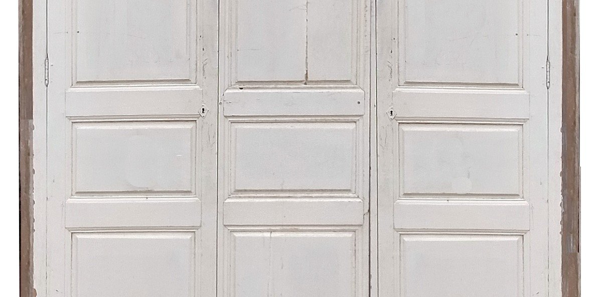 Trois Portes De Placard Anciennes époque XVIIIème En Chêne Boiseries Avec  Cadre-photo-4