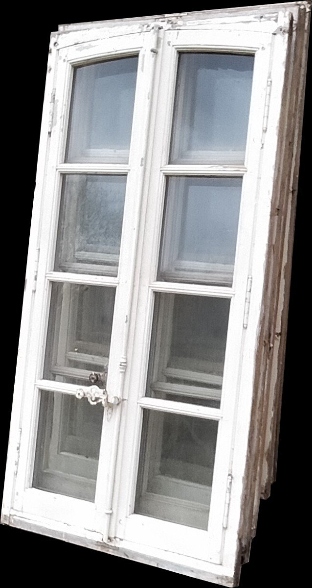 3 Series Of Beautiful Arched Old 19th Century Windows Complete With Frame And Cremone-photo-5