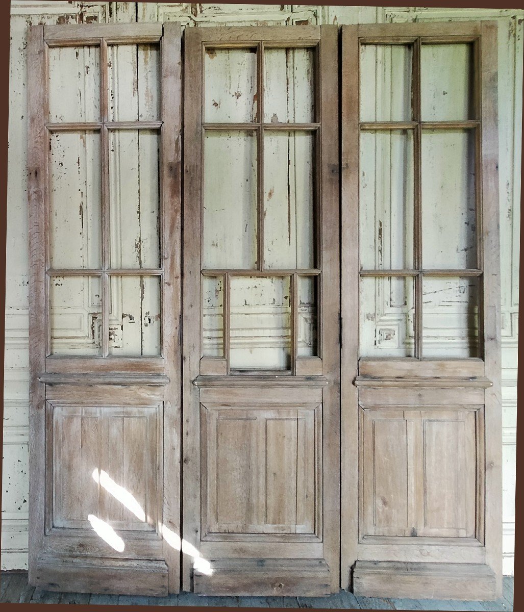 Three Old Glass Doors In Oak Glass Partition Partition