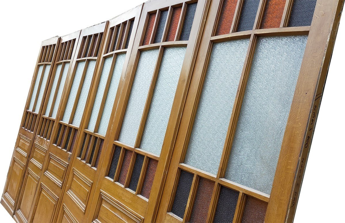 Series Of 6 Old Glass Doors Showcase Library Partition-photo-2