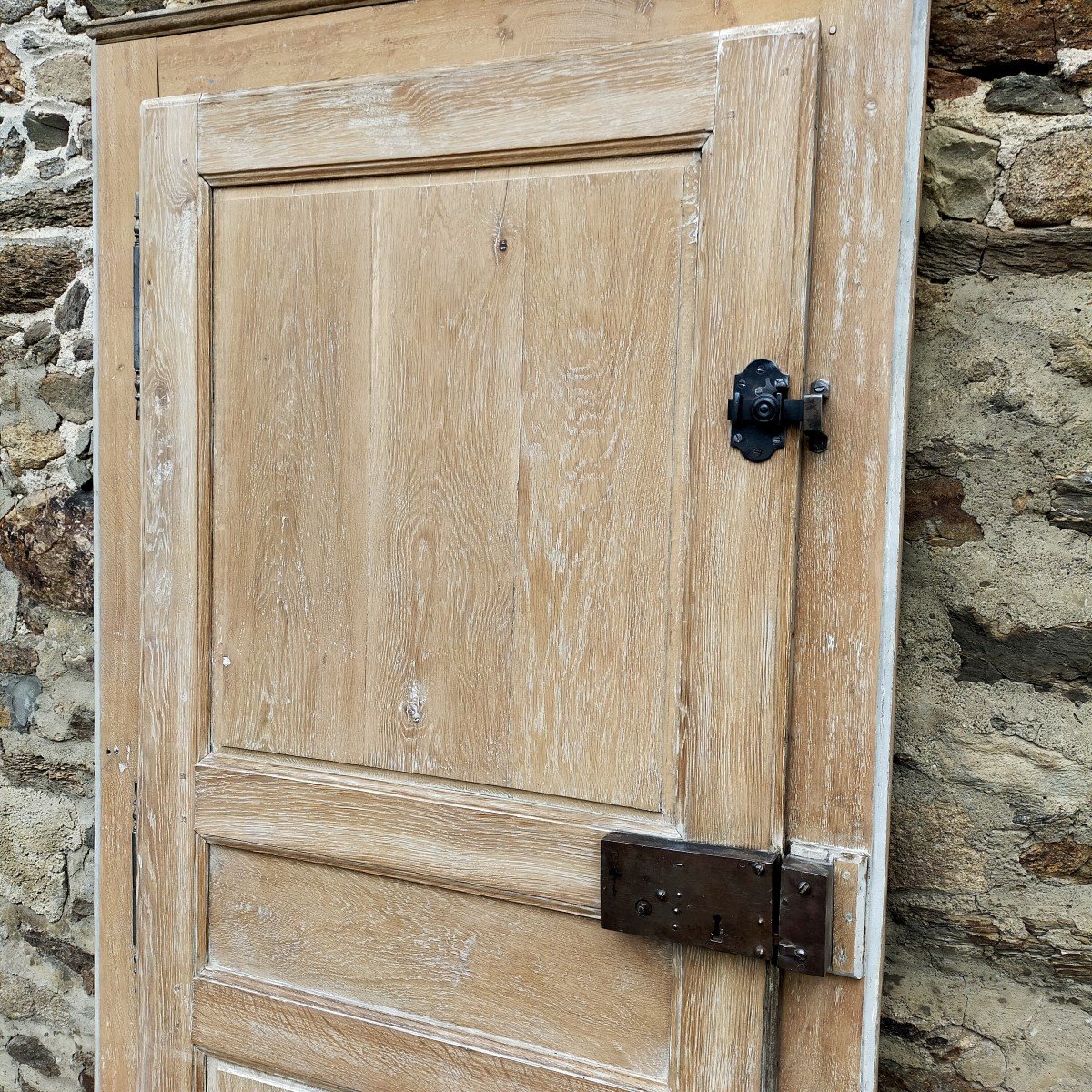 Old Blond Oak Door Complete With Its Frame And Cornice Period 18th Century Oak Woodwork-photo-3