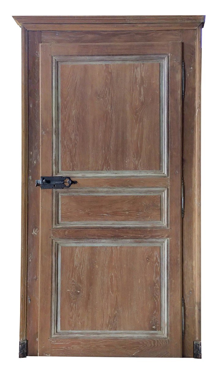 Old Blond Oak Door Complete With Its Frame And Cornice Period 18th Century Oak Woodwork-photo-2