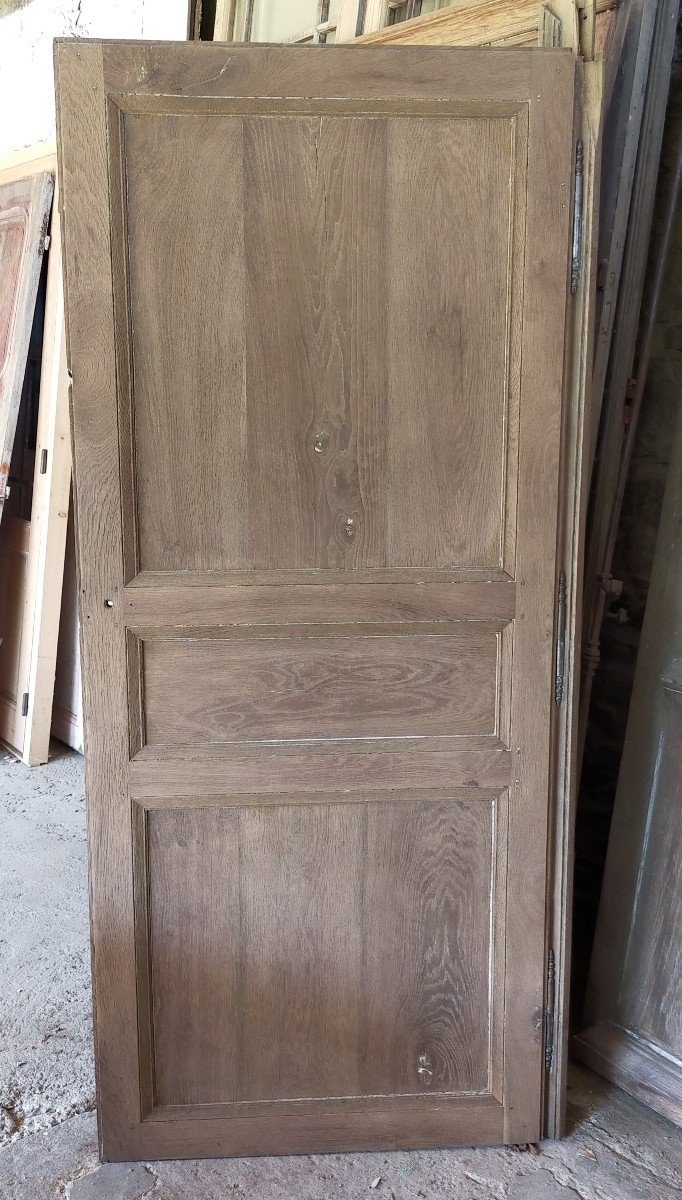 Double Sided Late 18th Century Oak Door With Its Frame -photo-4