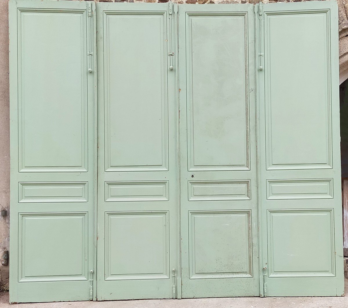 Two Old Double Cupboard Doors Late 19th Century-photo-4