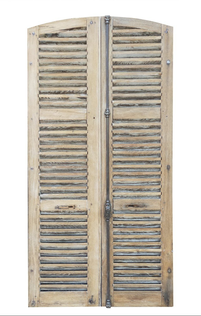 Six Pairs Of Antique Oak Louvered Shutters Dressing Room Cupboard Doors