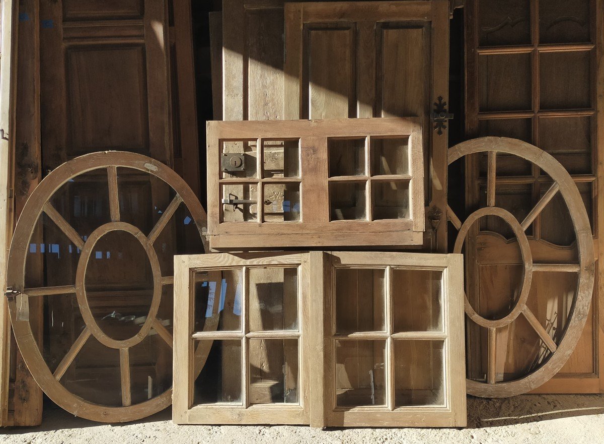 18th Century Chateau Imposts In Oak Woodwork Old Bull's Eye Doors-photo-3