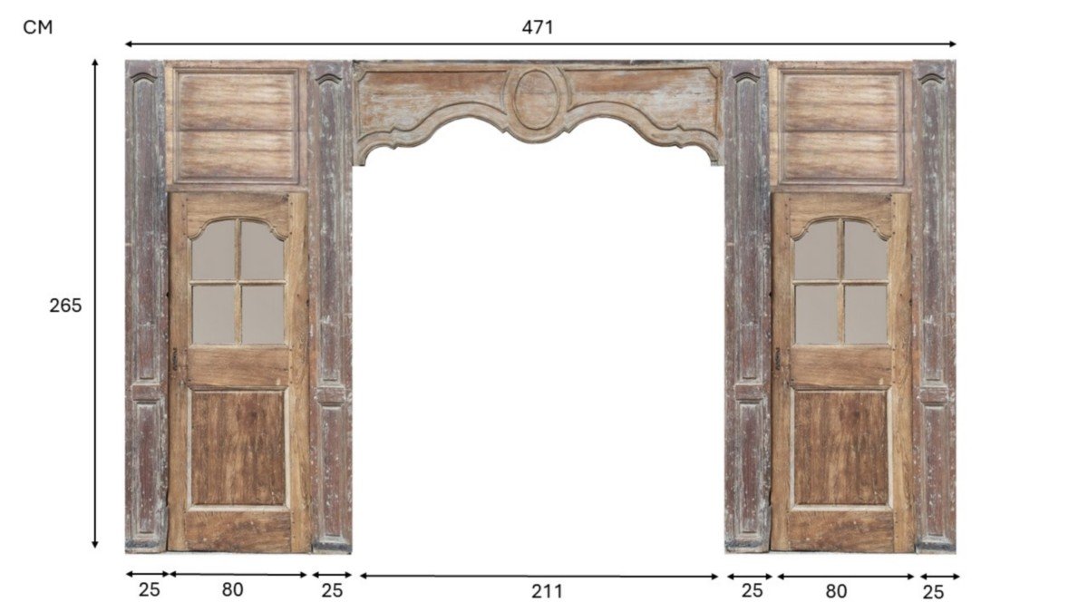 Romantic Alcove Woodwork From The 18th Century With Antique Glass Doors 6 Sets-photo-2