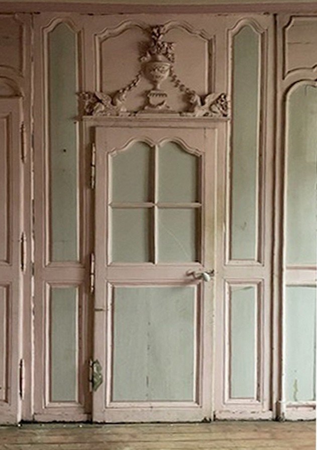 Romantic Alcove Woodwork From The 18th Century With Antique Glass Doors 6 Sets-photo-3