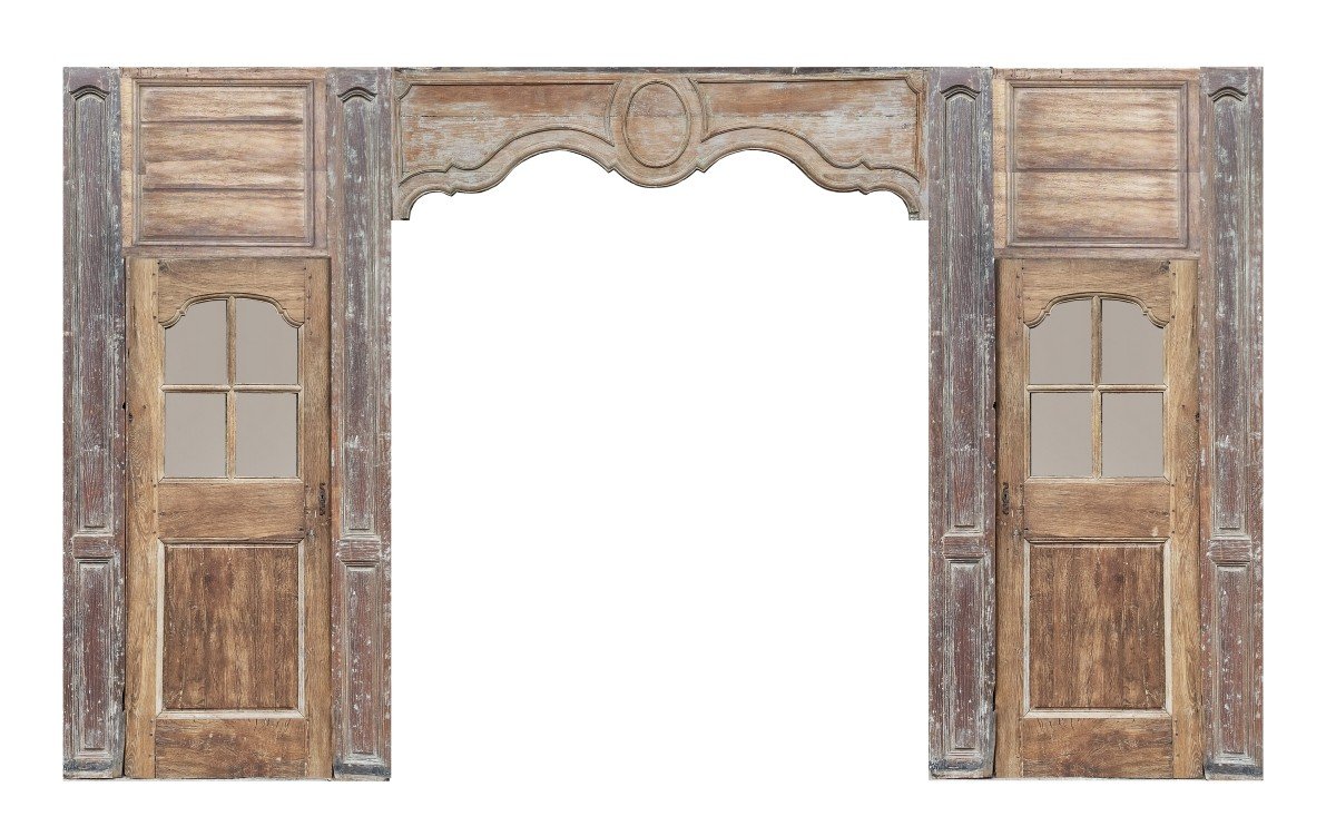 Romantic Alcove Woodwork From The 18th Century With Antique Glass Doors 6 Sets