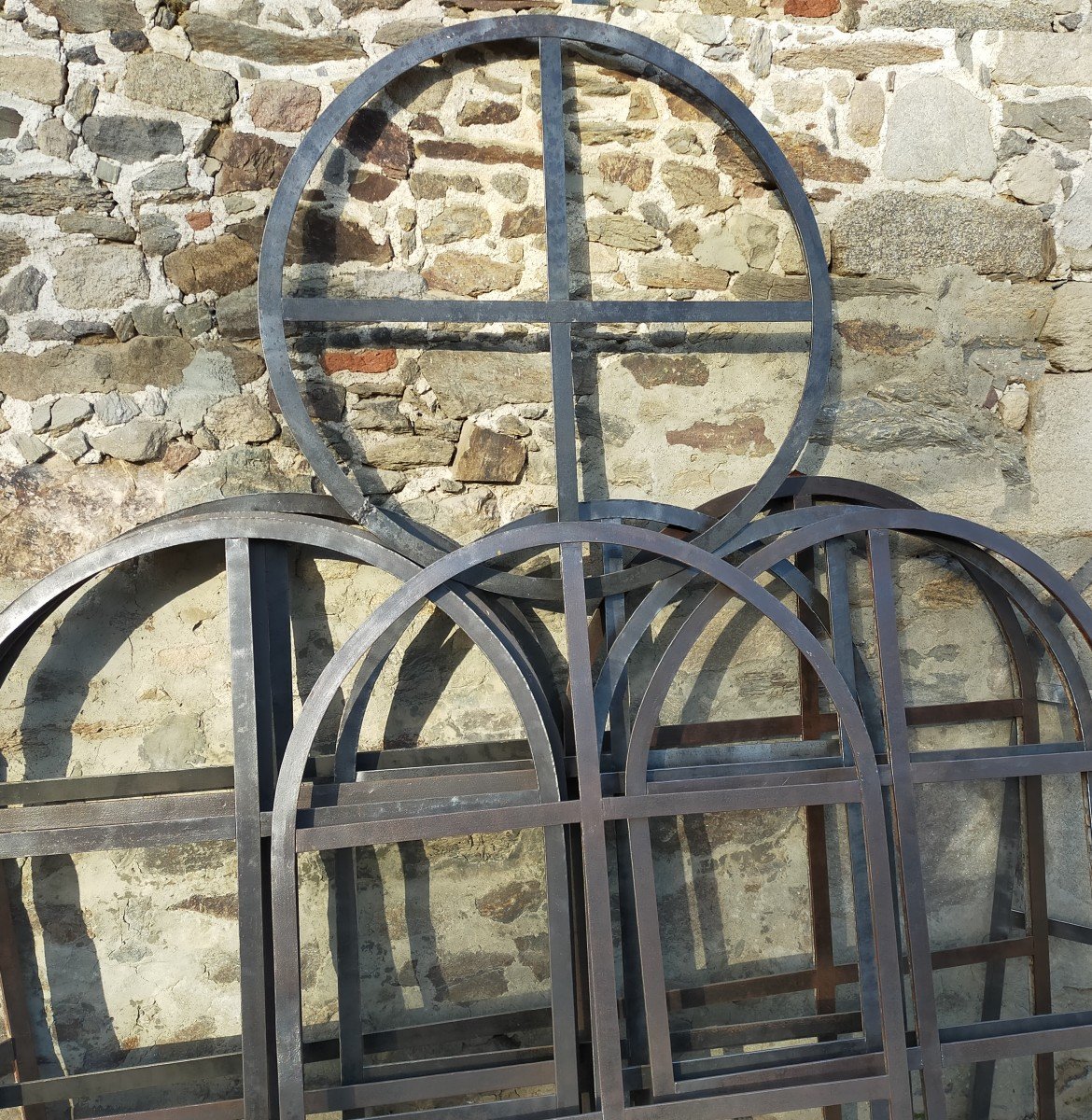 Old Arched Glass Windows Doors Windows Wrought Iron Workshop Industrial Loft-photo-2