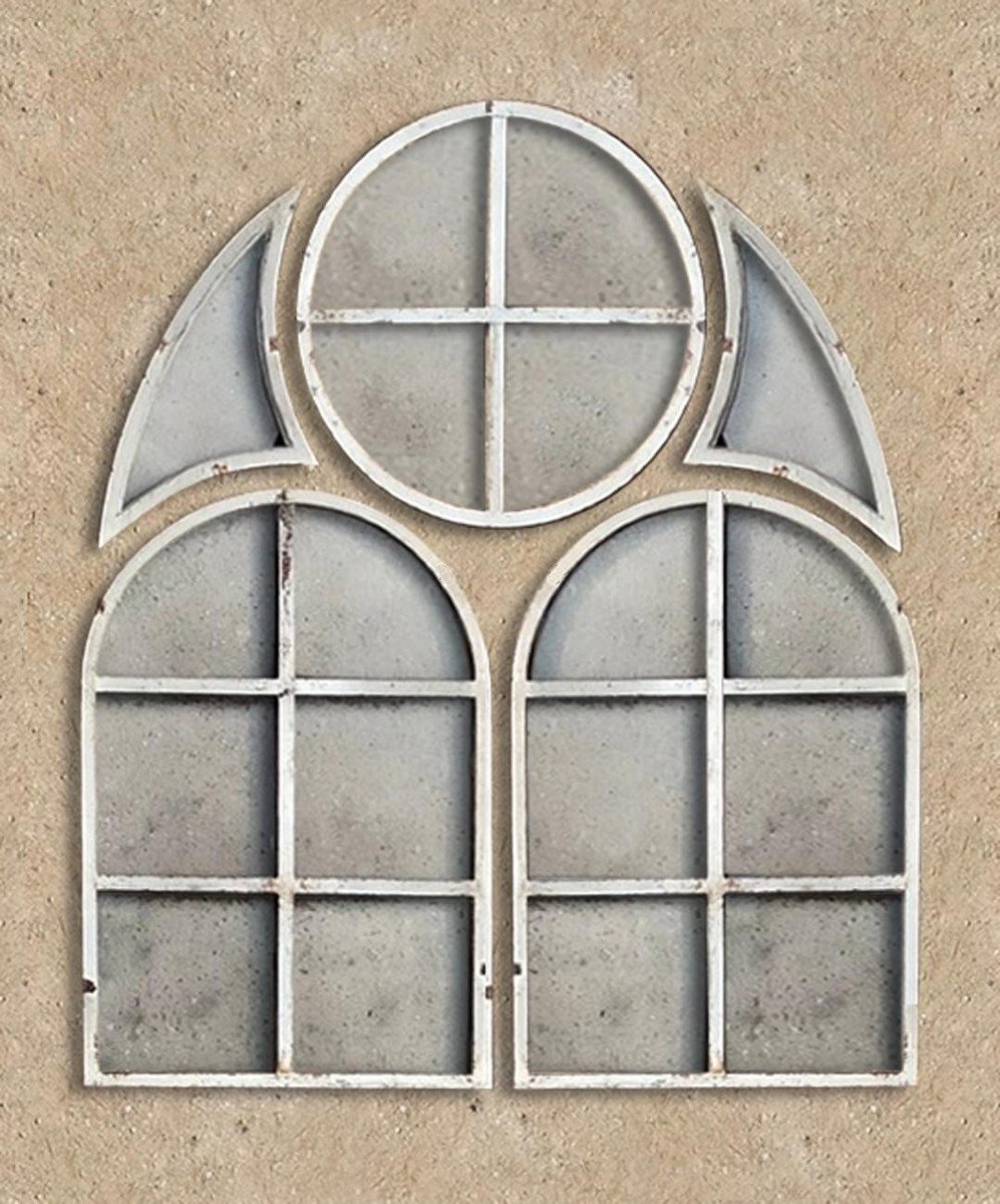 Old Arched Glass Windows Doors Windows Wrought Iron Workshop Industrial Loft-photo-1