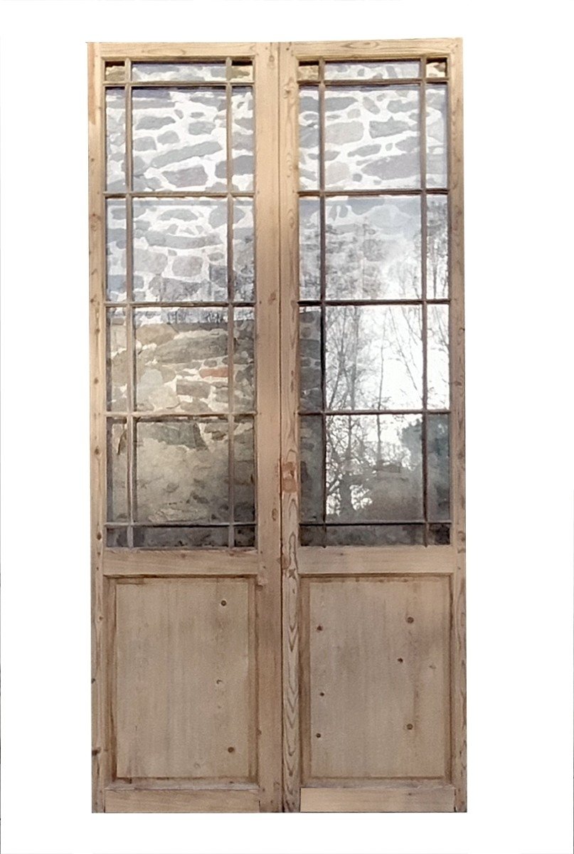 Antique Double Glass Door From Workshop Store Boutique Deco-photo-3