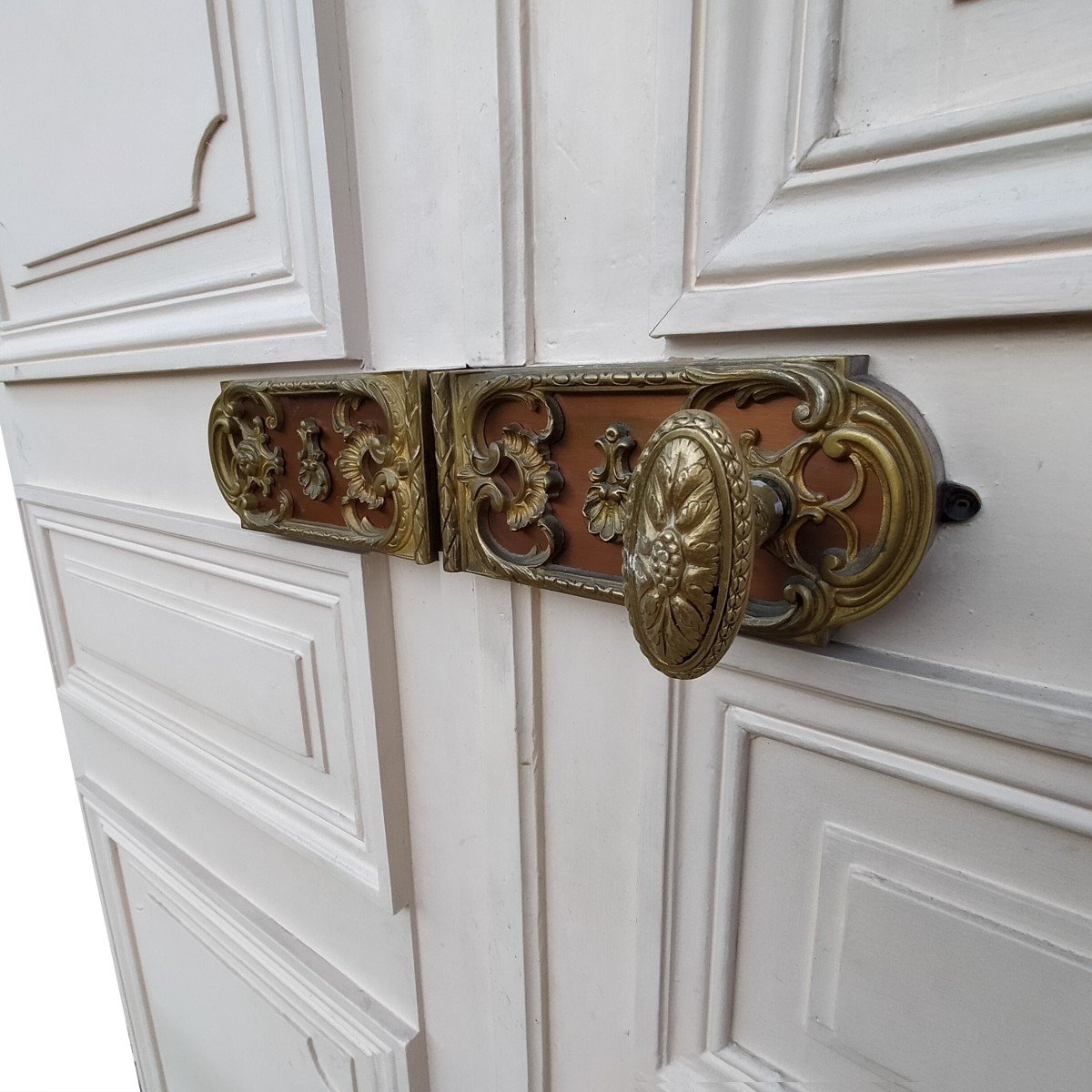 Two 19th Century Double Doors From The Haussmann Period Equipped With Stamped Ironwork-photo-4