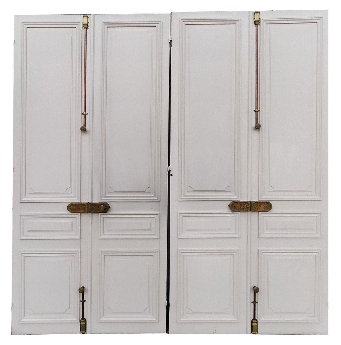 Two 19th Century Double Doors From The Haussmann Period Equipped With Stamped Ironwork