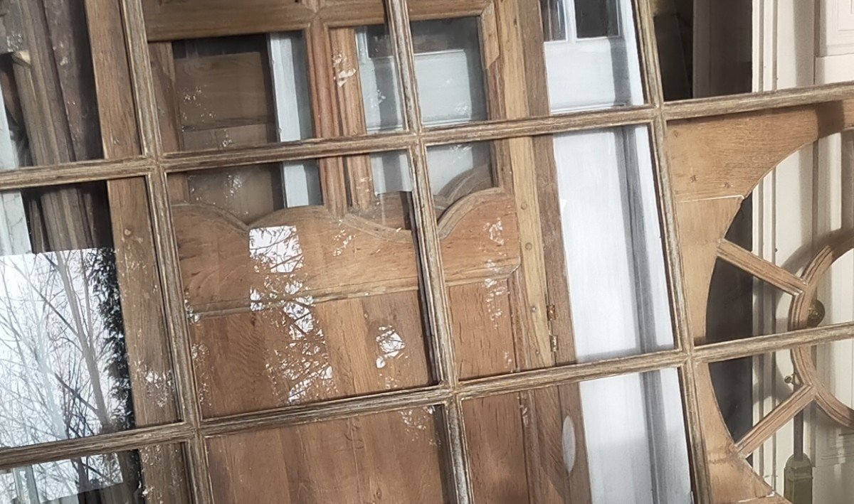 Large Old Glass Roof 135x170 Cm Glass Partition Bay Window Door Bull's Eye Glass Partition-photo-2