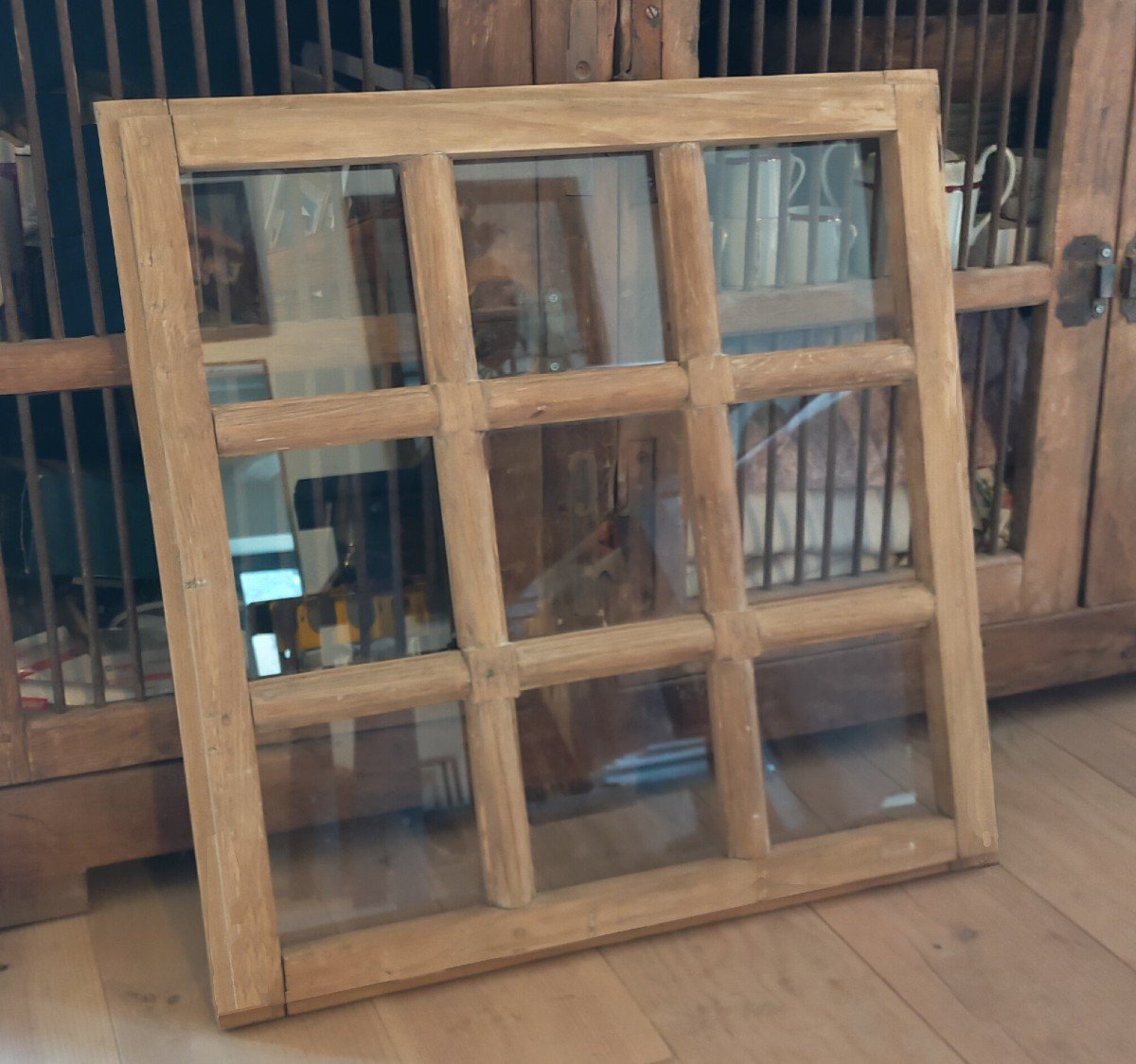 Antique Renaissance Oak Mullion Windows With Porthole Doors -photo-3