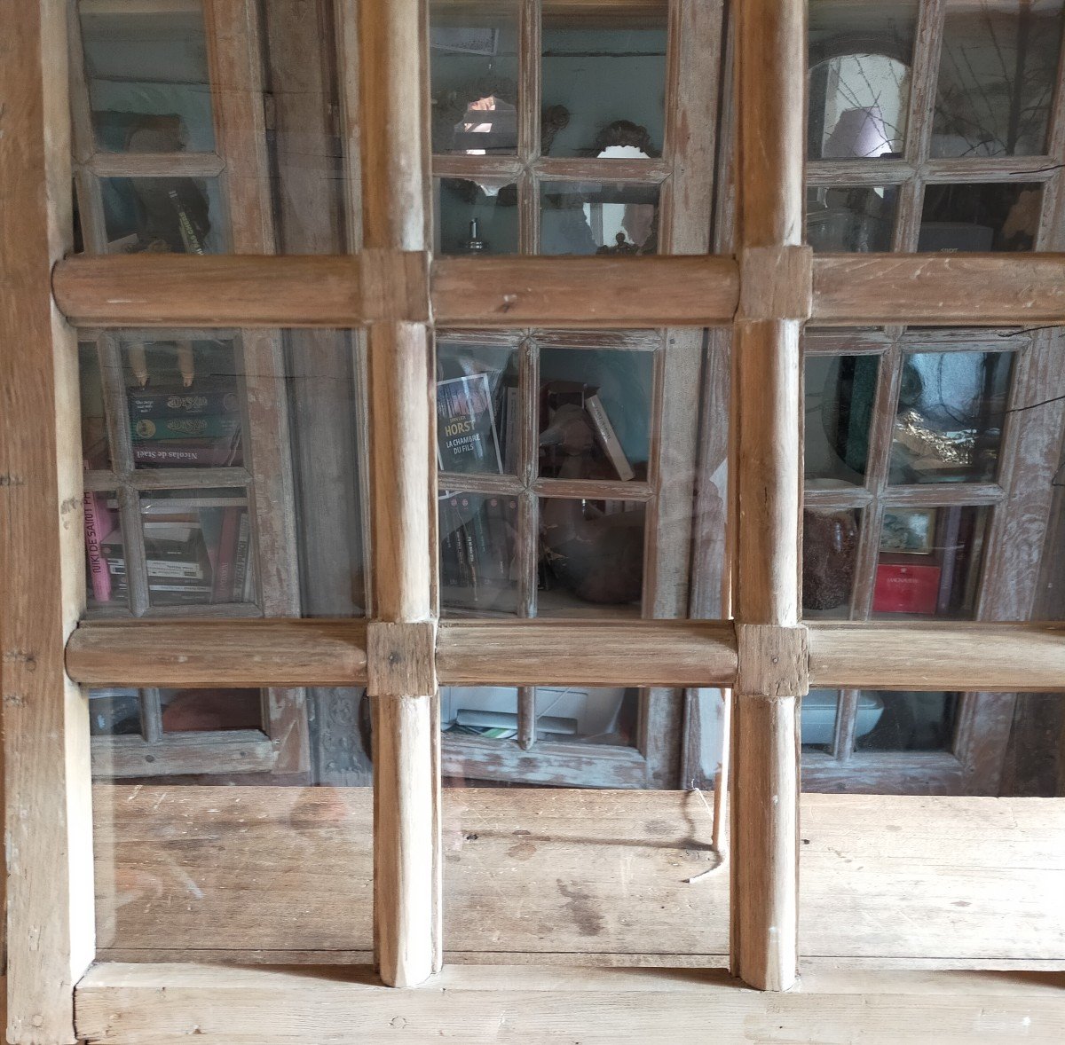 Antique Renaissance Oak Mullion Windows With Porthole Doors -photo-4