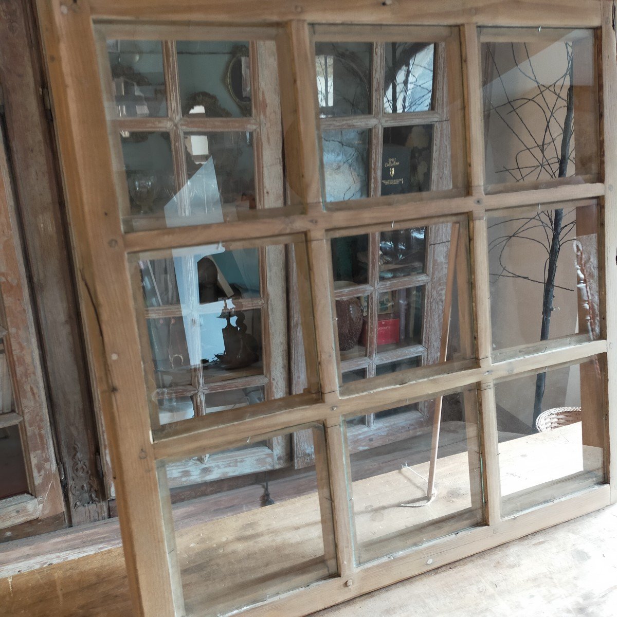 Antique Renaissance Oak Mullion Windows With Porthole Doors -photo-1