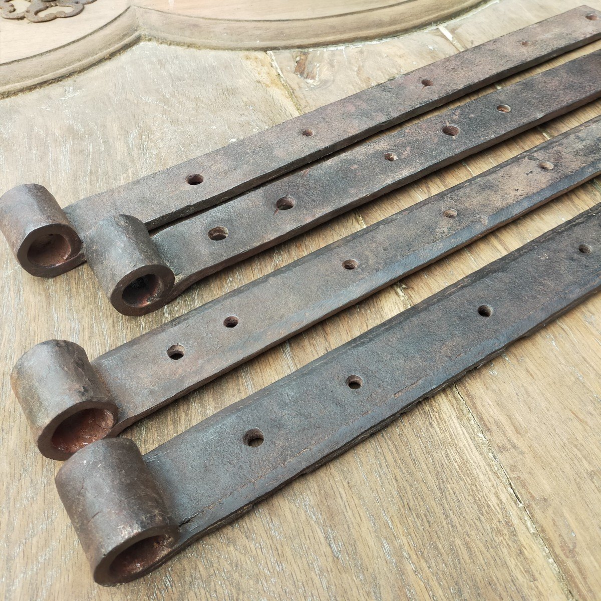 Lot Of 18 Antique Hand-forged Hinges From The 18th Century For Doors Or Shutters-photo-2