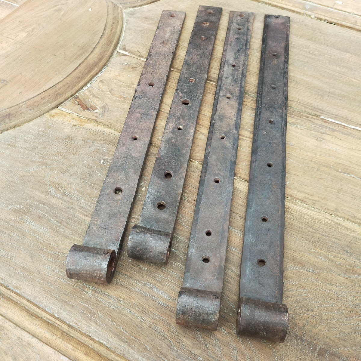 Lot Of 18 Antique Hand-forged Hinges From The 18th Century For Doors Or Shutters-photo-3