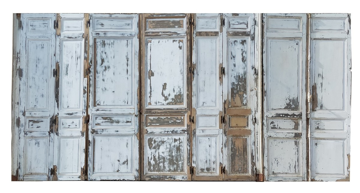 Set Of Antique Cupboard Doors From The 1880s With The Same Paneling Or Wall Paneling-photo-1