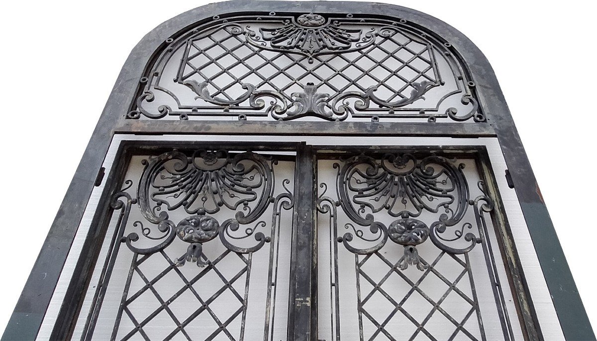 Sold - Superb Old Entrance Door 1880 Wrought Iron Croisette Cannes Prestigious Doors-photo-3