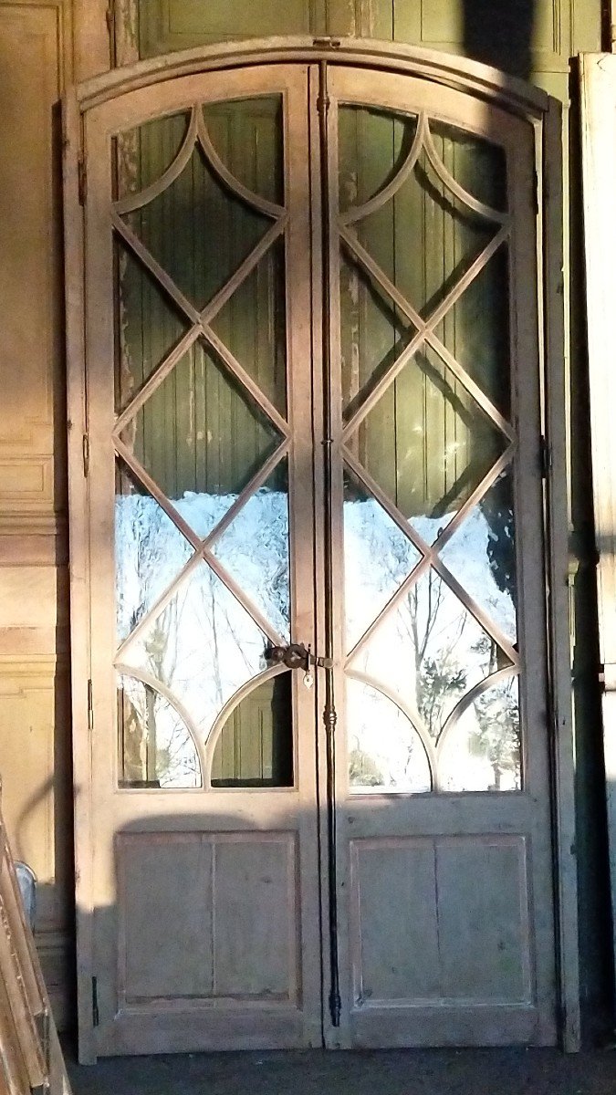 Superbe Porte Fenêtre Ancienne De Château XIXème Orangerie Atelier Loft Porte-photo-3