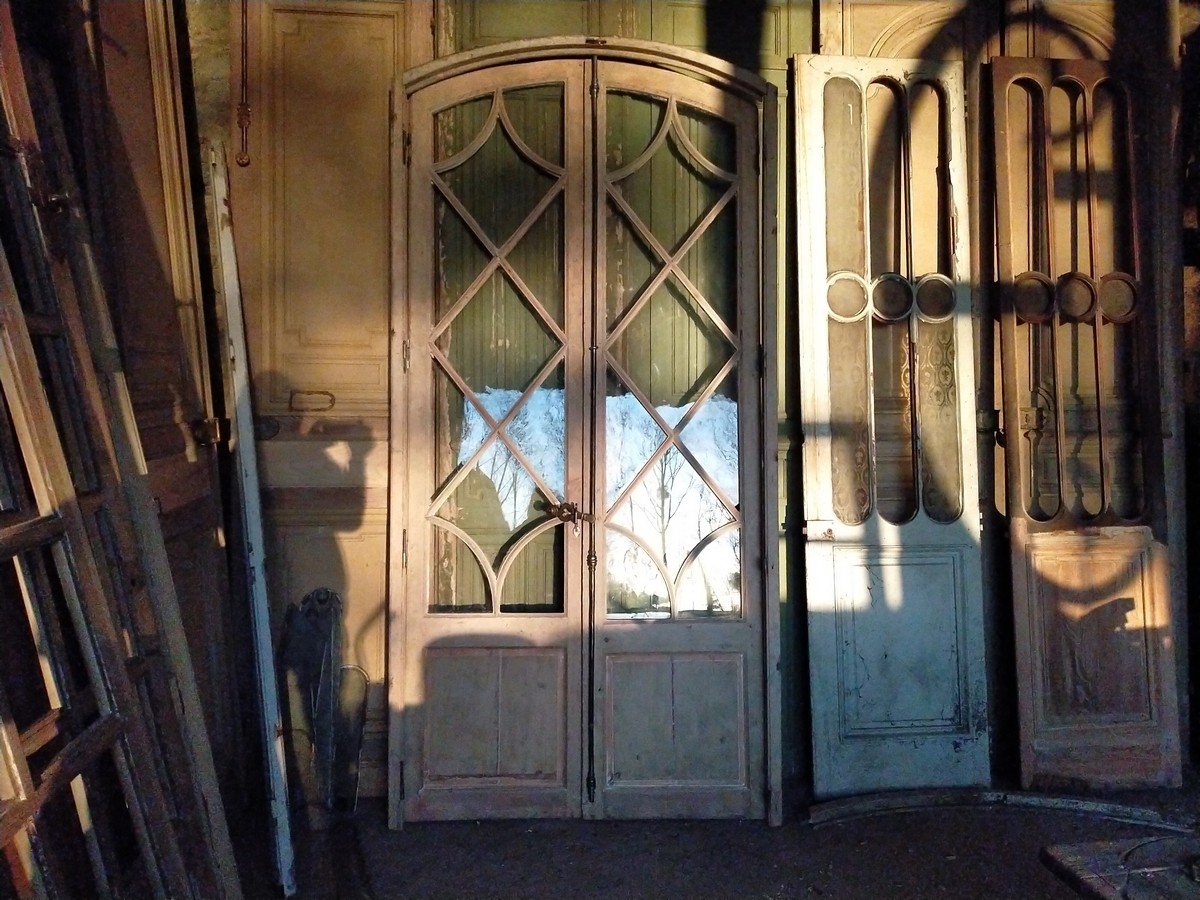 Superbe Porte Fenêtre Ancienne De Château XIXème Orangerie Atelier Loft Porte-photo-2