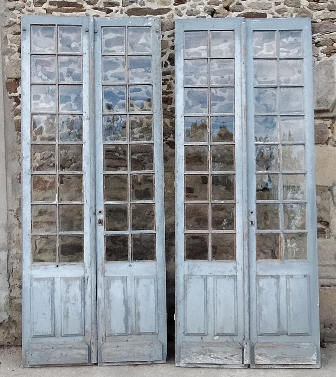 Two Large Windows Doors Old Orangery Workshop Loft Deco Store Door-photo-4