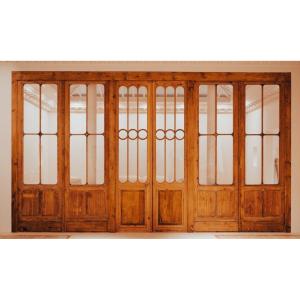Ensemble de Trois Porte Fenêtres Ancienne d'Epoque XIXème Adaptées En Décoration Portes Prestigieux