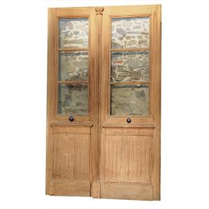 Old Glass Entrance Door In Oak With Two Leaves