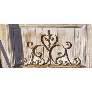 Pretty Old Window Door Transom Grille 19th Century Woodwork In Wrought Iron