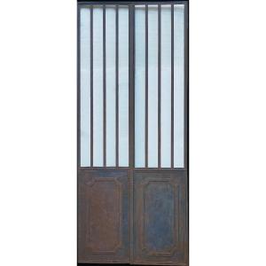 Antique Double Door In Metal Nineteenth Century